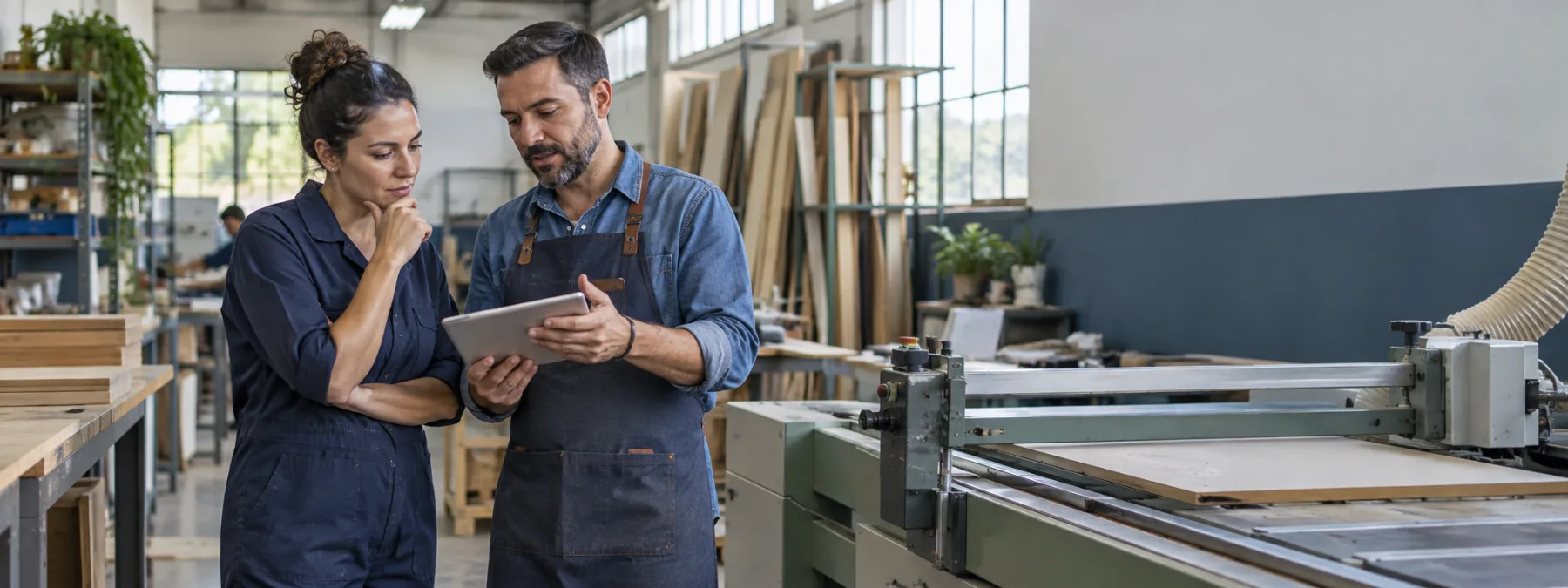 Empreendedores avaliam um equipamento para o negócio