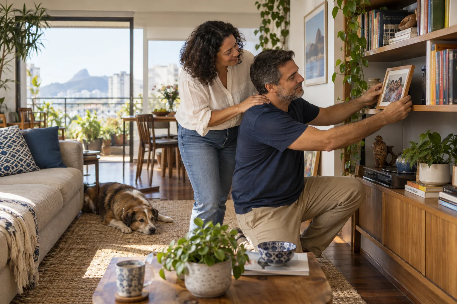 Família vivendo um novo momento em casa